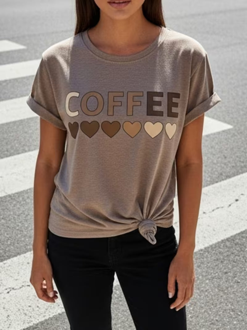 Sarai - Coffee Heart Graphic T-Shirt