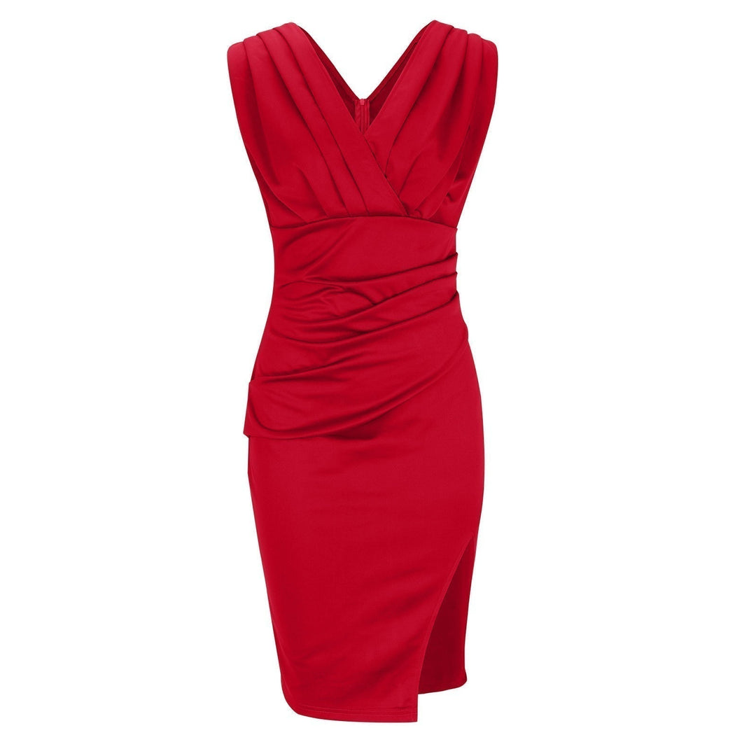 Arielle - Sculpting V-Neck Slit Dress