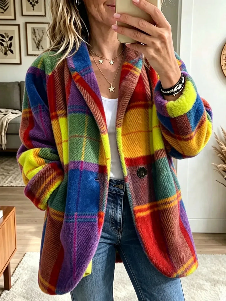 Apollonia - Plush Oversized Checked Jacket
