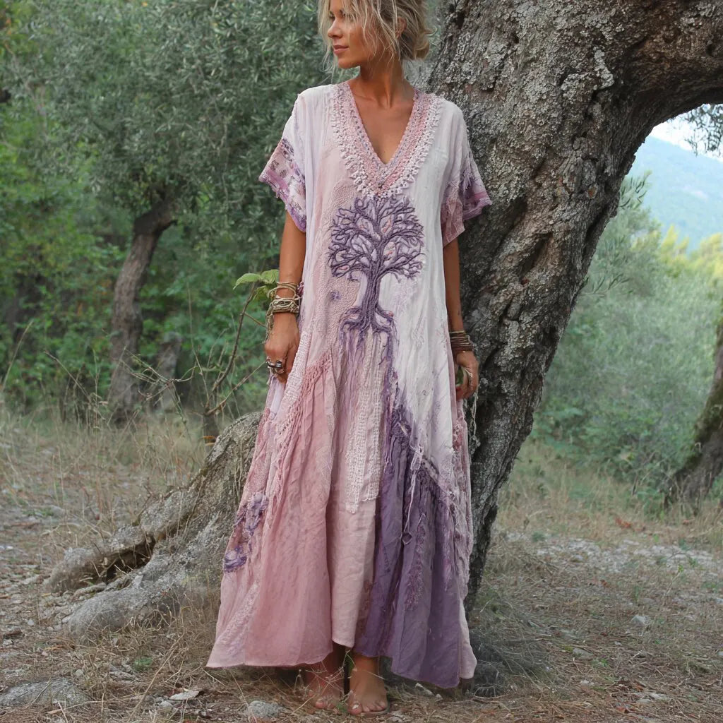 Carivienne - Vintage Tree Print Maxi Dress