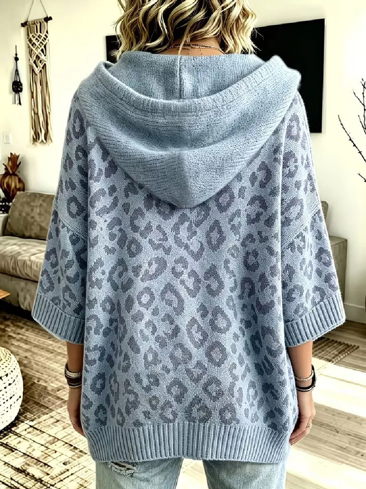Jocasta - Oversized Leopard Knit Hoodie
