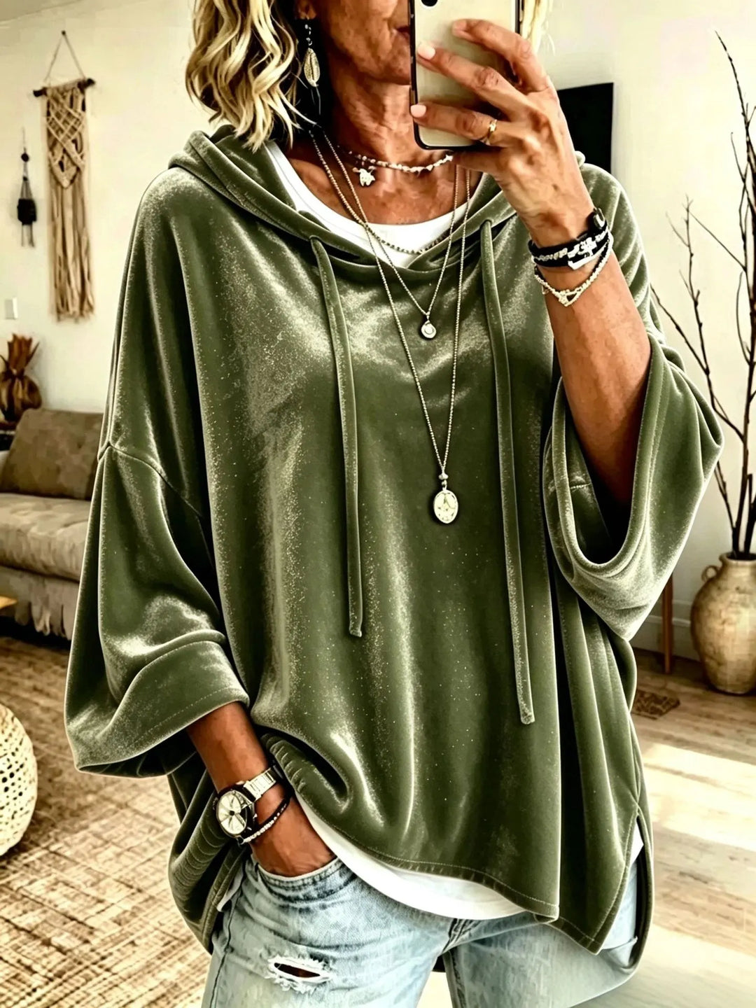 Fayelisse - Relaxed Velvet Lounge Hoodie