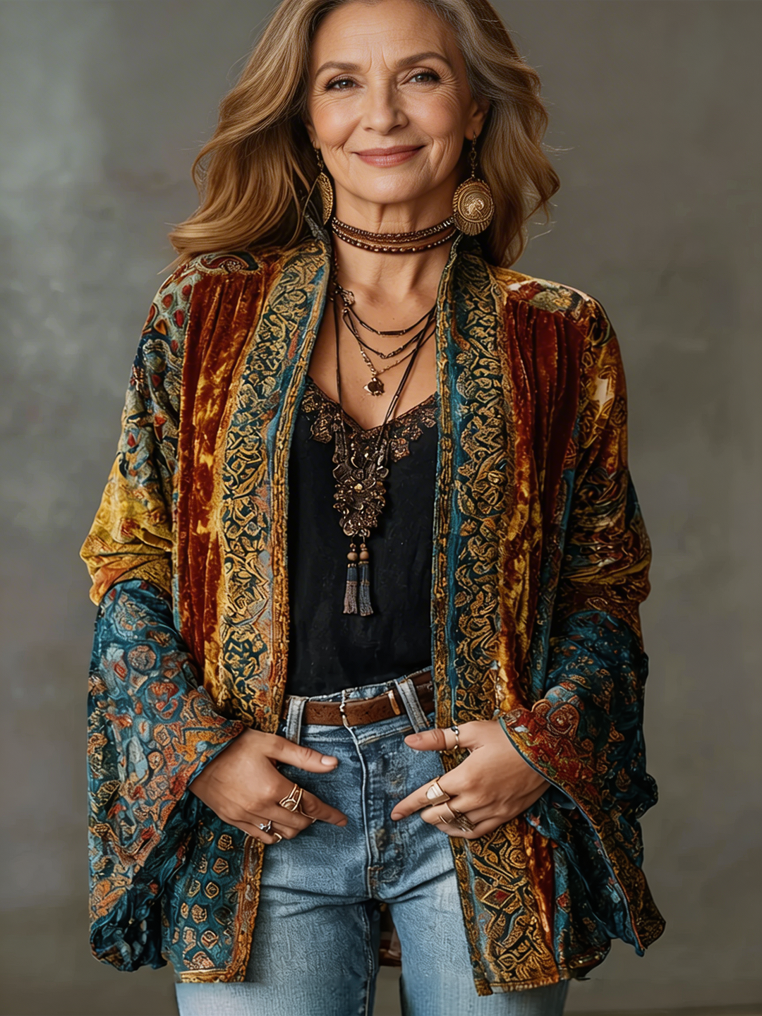 Eudocia - Boho Embroidered Kimono Cardigan