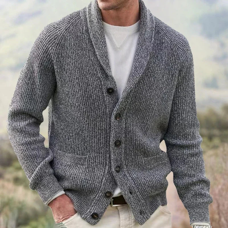 Bevan - Textured Shawl Collar Cardigan