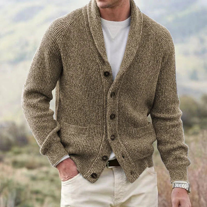 Bevan - Textured Shawl Collar Cardigan