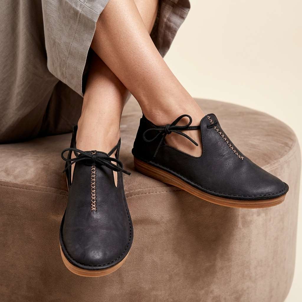 Delaina - Vintage Lace Up Leather Shoes