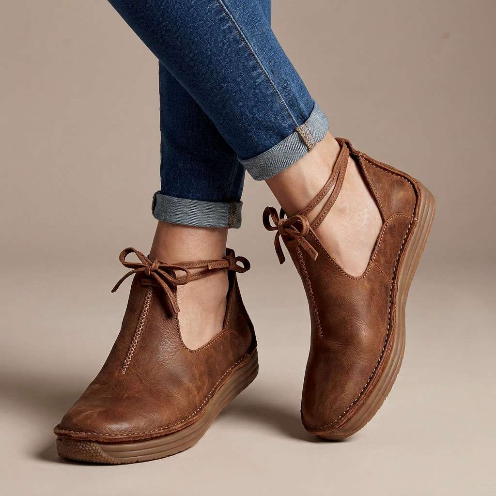Delaina - Vintage Lace Up Leather Shoes