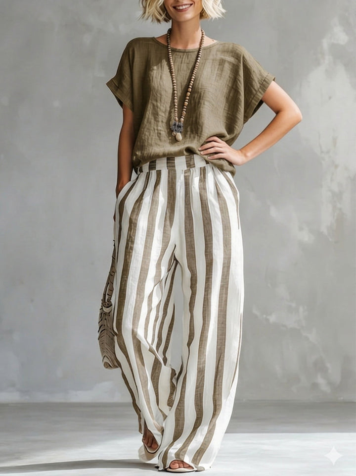 Eulalie - Textured Shirt & Shorts Set