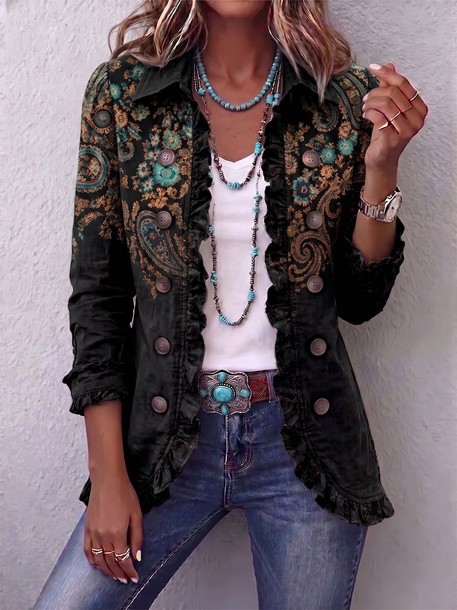 Faelisse - Artisanal Paisley Ruffle Jacket