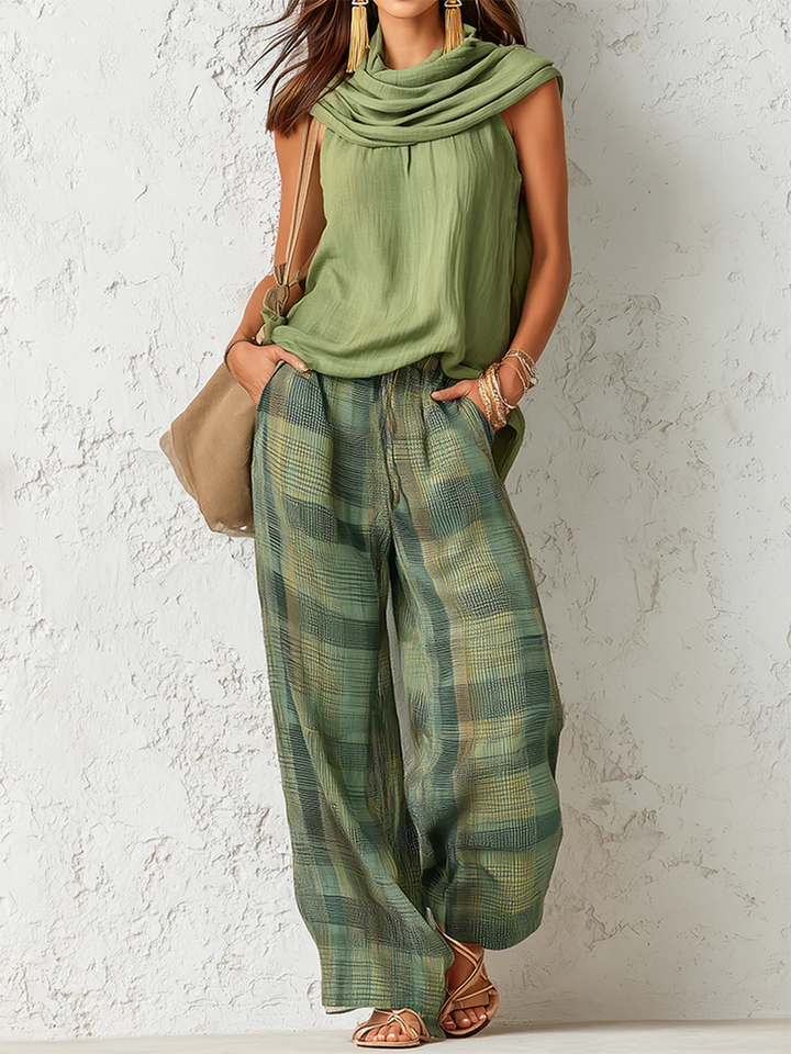 Calienna - Lightweight Blouse & Wide-Leg Trousers Set