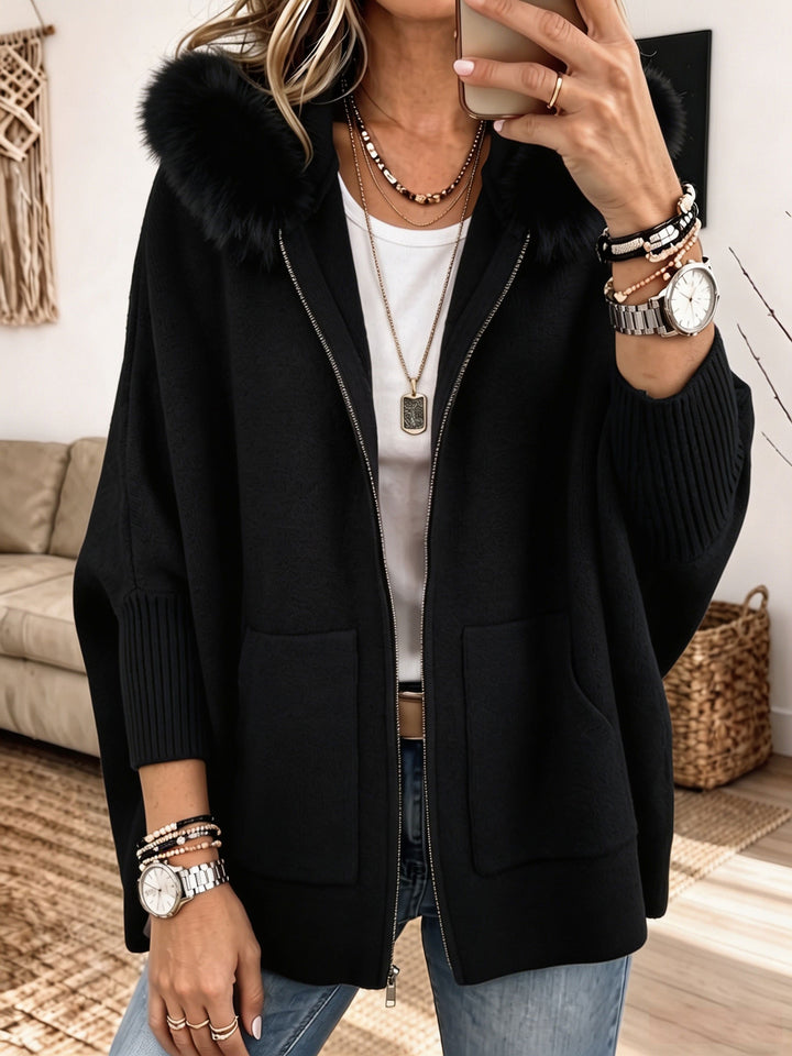 Veronelle - Soft-Touch Hooded Zip-Up Cardigan