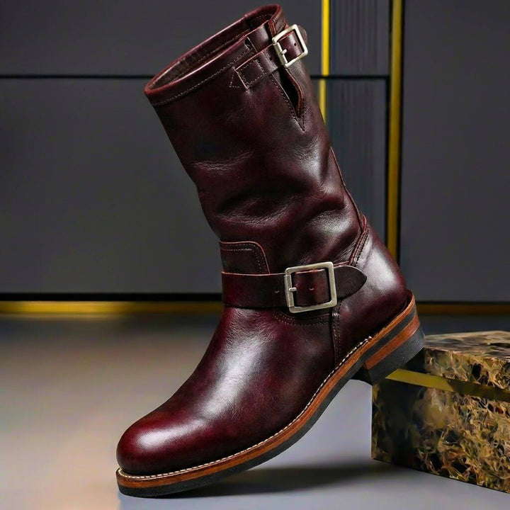 Gideon - Vintage Buckle Leather Boots