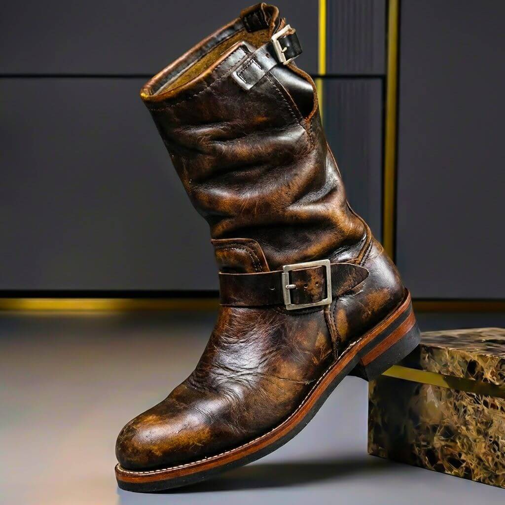 Gideon - Vintage Buckle Leather Boots