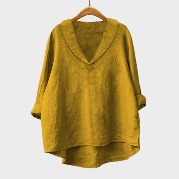 Bellissea - Elegant Draped V-Neck Blouse