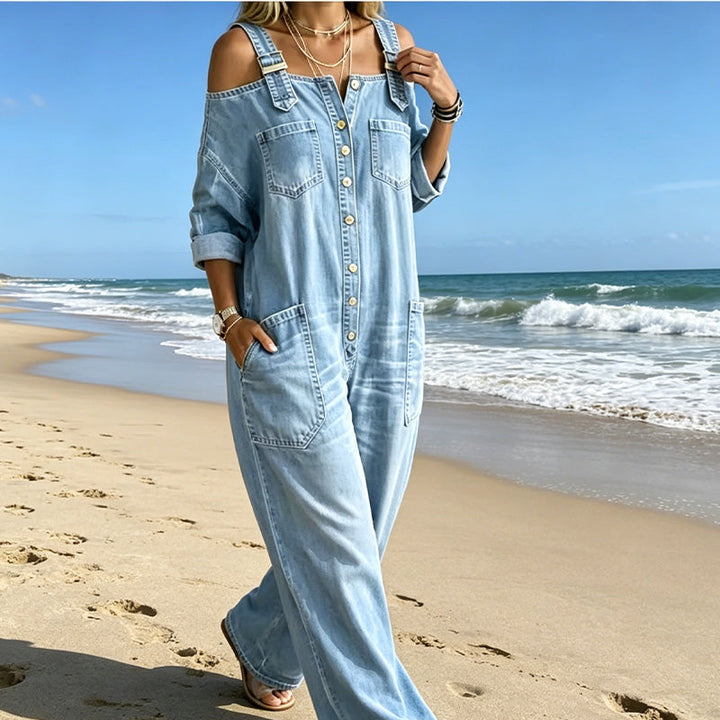 Neralyn - Washed Denim Pocket Jumpsuit