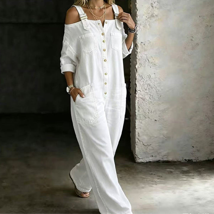 Neralyn - Washed Denim Pocket Jumpsuit