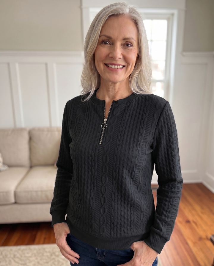 Darla - Textured Zip Sweater
