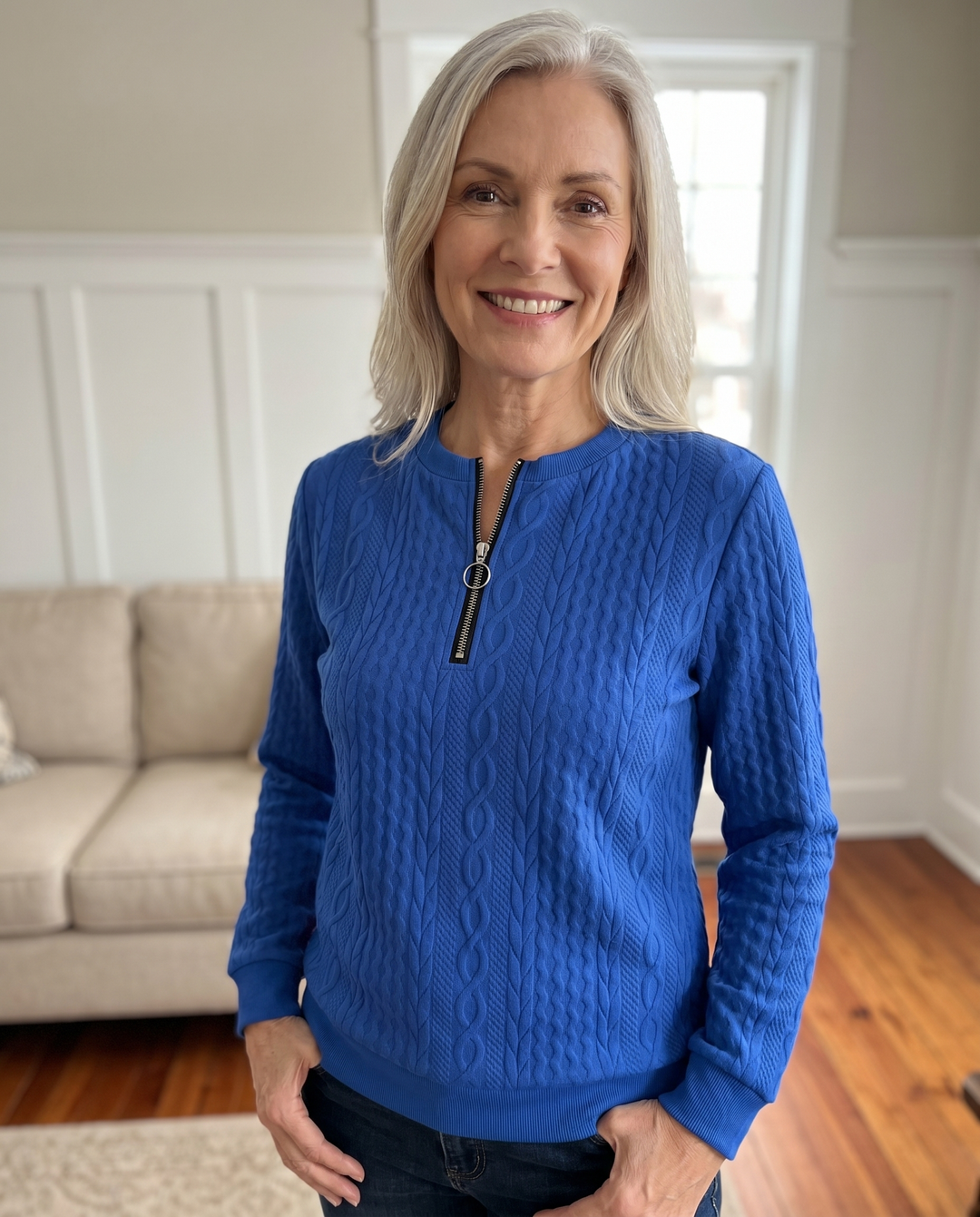 Darla - Textured Zip Sweater