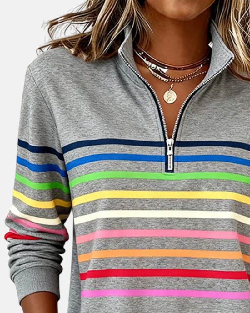 Corinelle - Soft-Touch Striped Half-Zip Sweatshirt