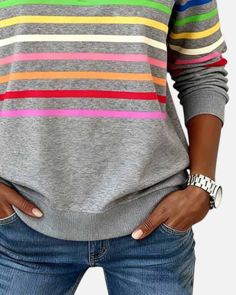 Corinelle - Soft-Touch Striped Half-Zip Sweatshirt