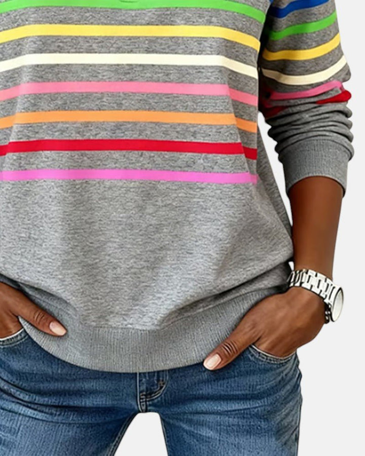 Corinelle - Soft-Touch Striped Half-Zip Sweatshirt