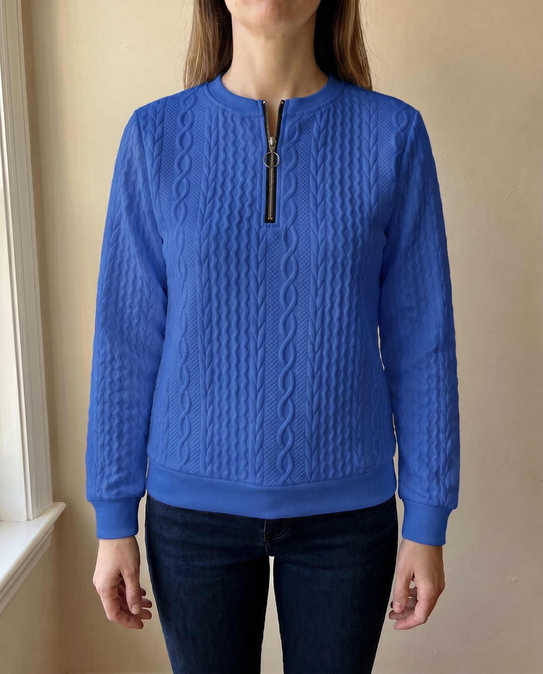 Darla - Textured Zip Sweater
