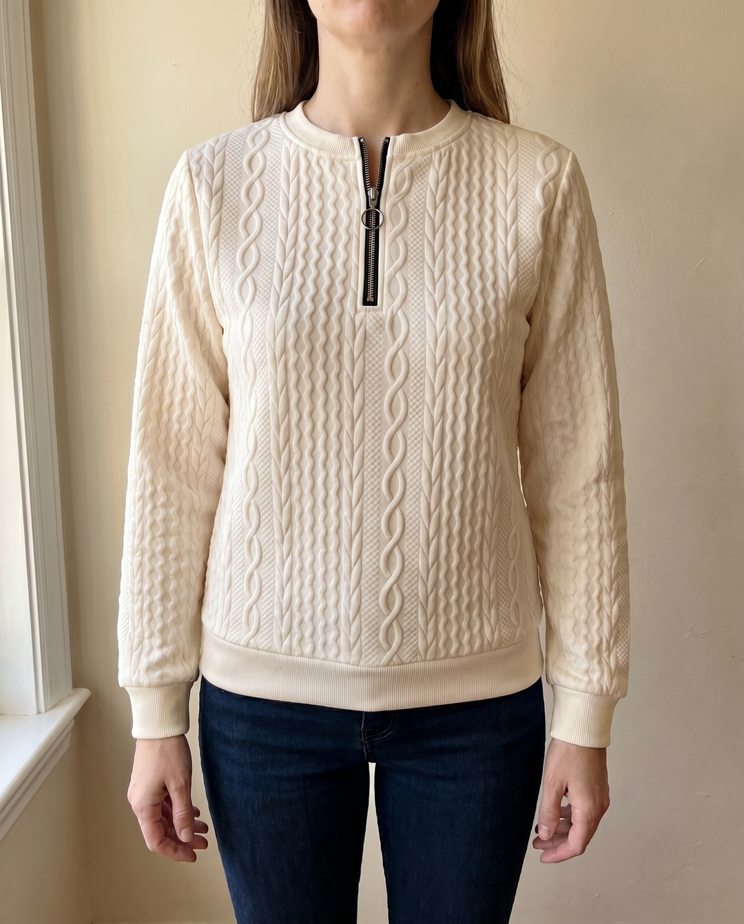 Darla - Textured Zip Sweater