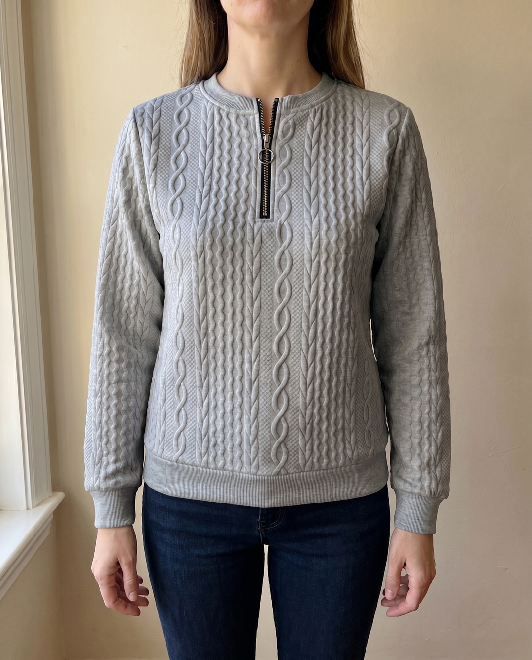 Darla - Textured Zip Sweater