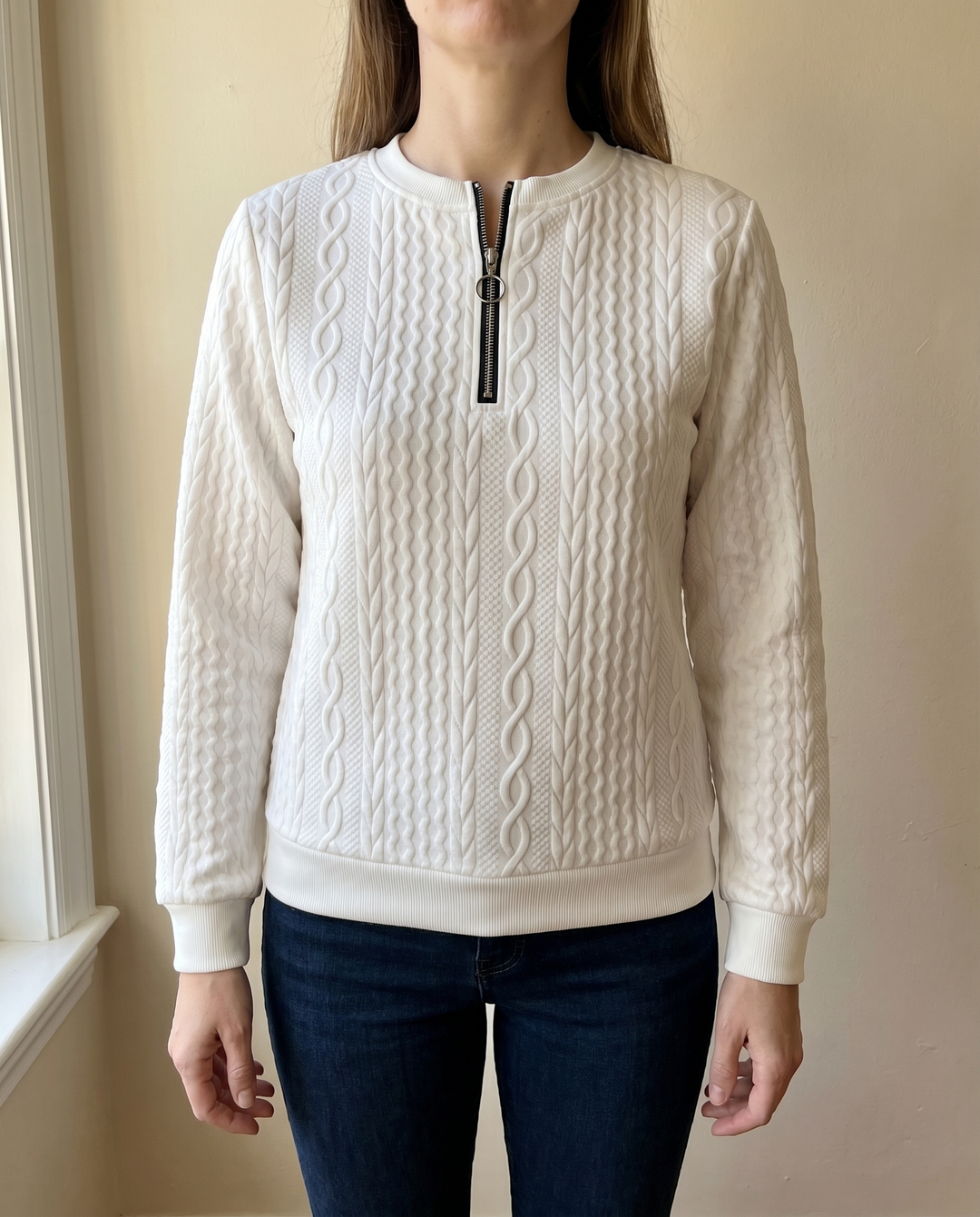 Darla - Textured Zip Sweater